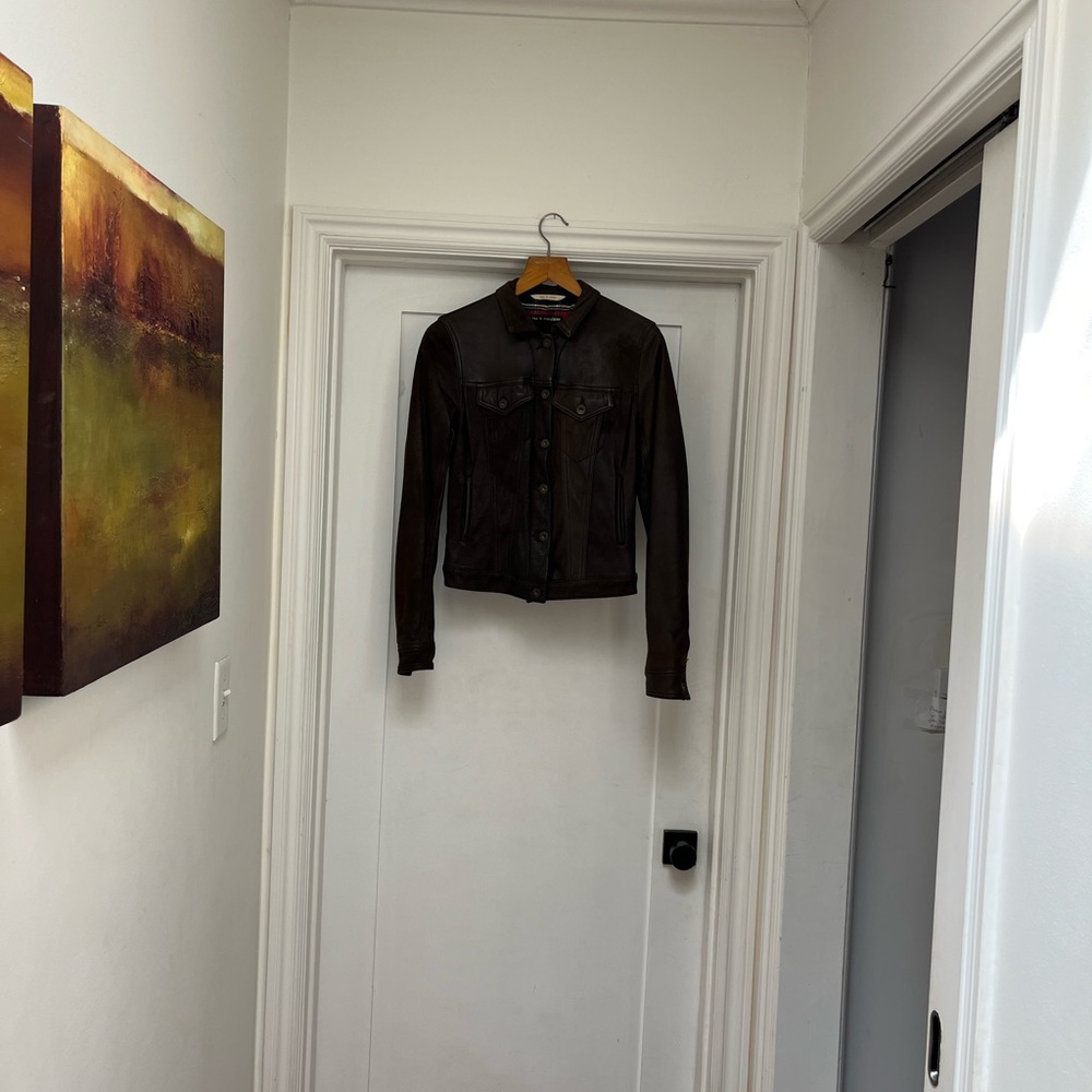 Rag and Bone distressed brown lamb skin leather jacket EUC (XS)